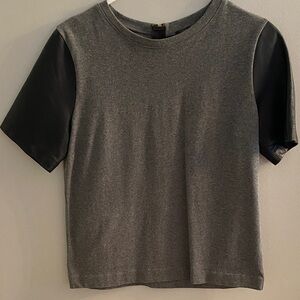 J. Crew Gray Top with leather